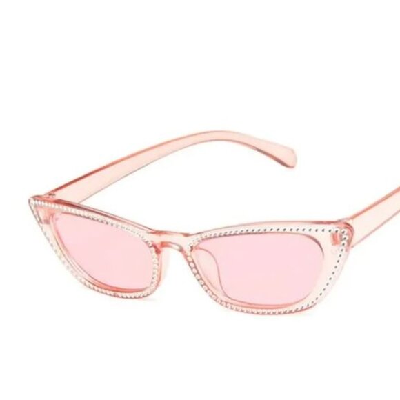 Light Pink Rhinestone Cat Eye Sunglasses - Picture 3 of 3
